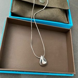 Birks Sterling Silver Teardrop Pendant + chain (16” length)